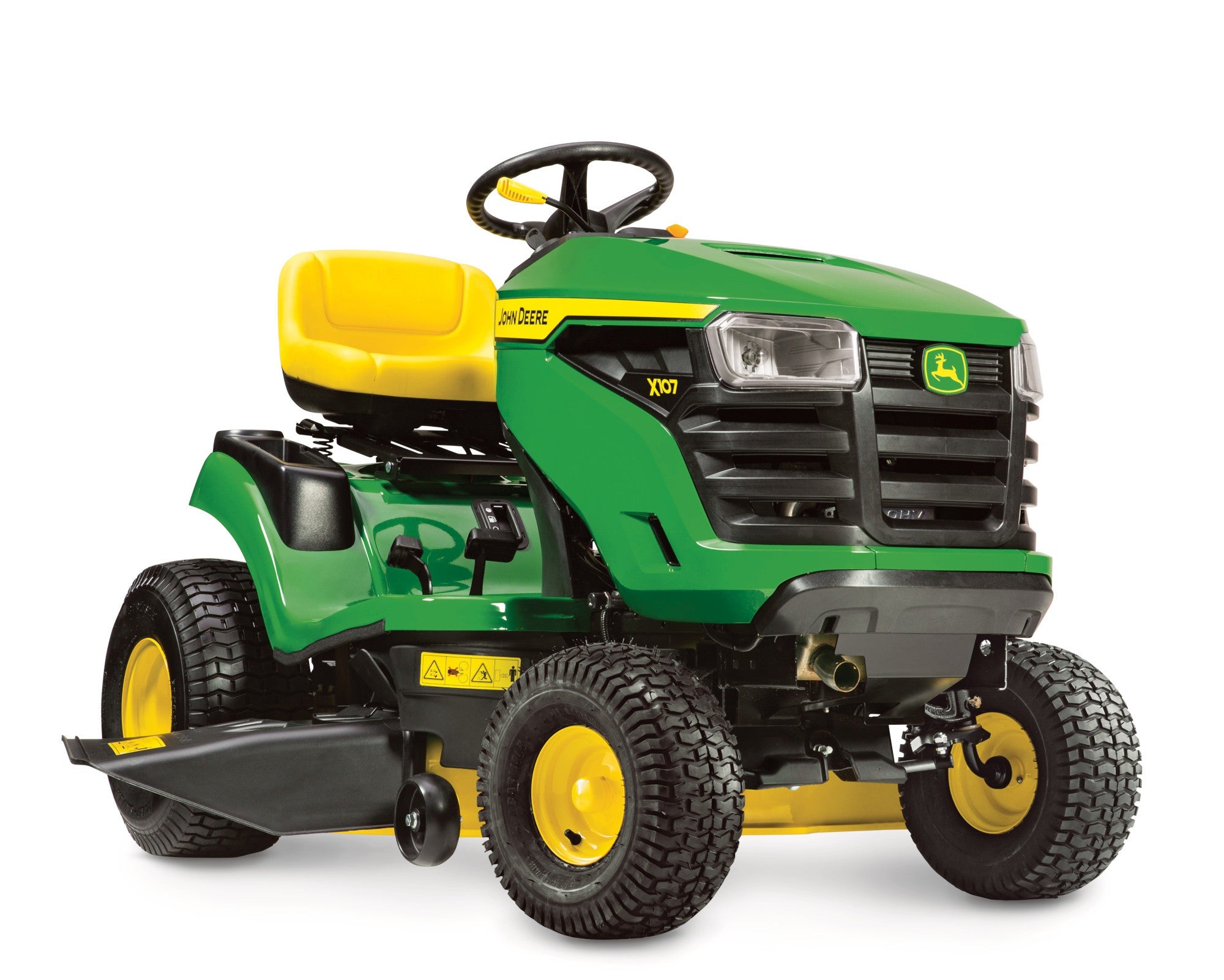 John Deere X107 – Aufsitzmäher mit Seitenauswurf und Mulchfunktion