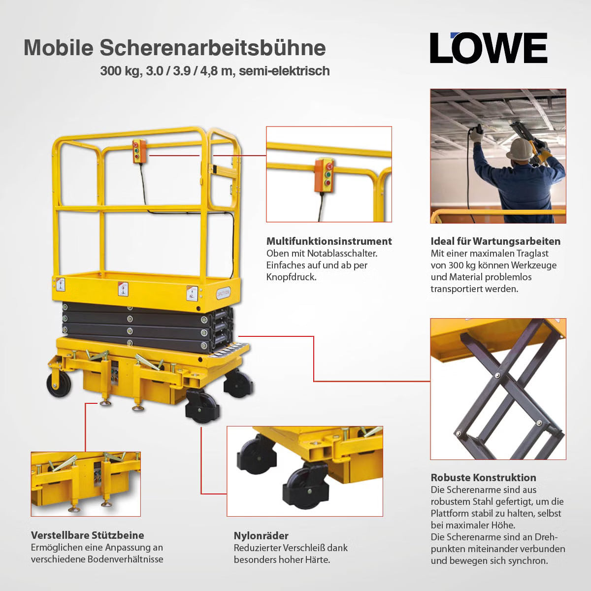 Kompakte elektrische Scherenarbeitsbühnen für vielseitige Höhenarbeiten